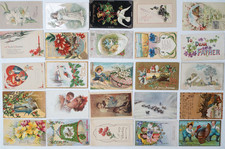 Antique POSTCARD Lot 50 Flower Greetings Holiday Floral Animal Old Post Cards picture