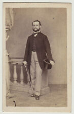 Orig. vintage 1860s CDV man with top hat, Austria, by F. Schultz, Vienna picture