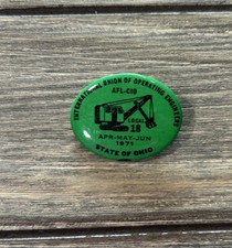VTG 1971 State Of Ohio International Union Of Operating Engineers Green Pin 1.5” picture