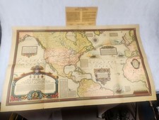 Genuine Antique 1928 Map Of Overland Overseas Flights of Charles A. Lindbergh picture