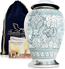 Cremation Urn for Adult Human Ashes - Silver with Velvet Bag & Memorial Card picture