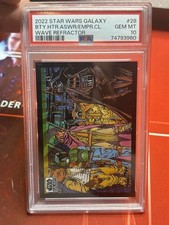 Topps 2022 Star Wars Galaxy #28 Bounty Hunters Wave Refractor PSA 10 64/99 picture