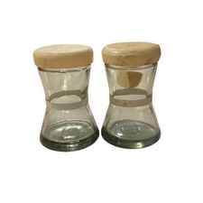 1950s Vintage Owens-Illinois Salt Pepper Shakers Clear Glass Hourglass Good picture