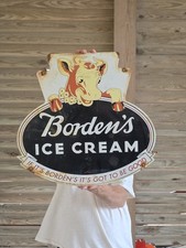 LARGE VINTAGE BORDEN'S ICE CREAM PORCELAIN SIGN 20