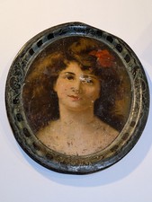 Vintage H.D. Beach Co. Coshocton Ohio Advertising Tin Tray Woman Portrait 1893 picture