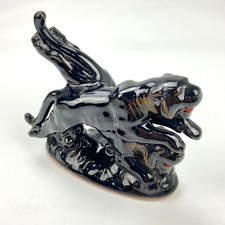 Vtg HTF Double Black Panther Figurine Redware Pottery Japan MCM *AS IS* picture