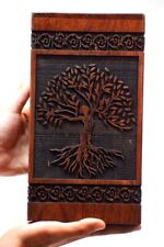 Handcrafted Wooden Black & Brown Urn Box Keepsake Cremation Decorative Memorial picture