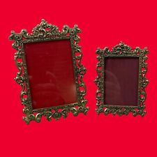 Vintage MCM Victorian Gold Ornate Standing Picture Frame Lot of 2 Made in Italy picture