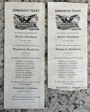 2 Antique 1884 Democratic Tickets President Grover Cleveland Nelson Frederick MD picture