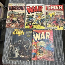 WAR COMICS #5 & #7- T-MAN #14 WARFRONT #2  FLYING CADET #7 (1950'S) GOLDEN AGE picture