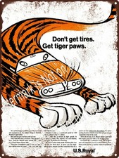 1964 U.S. ROYAL TIRES PONTIAC GTO TIGER PAWS Metal Sign 9x12