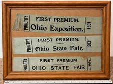 Antique 1901 1903 1904 Ohio State Fair Poultry First Premium Ribbons Framed Rare picture