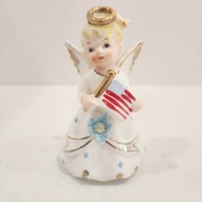 Vintage Napco July Angel J-6736 Patriotic Girl Figurine Japan Original Sticker picture