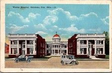 Wesley Hospital Oklahoma City Oklahoma Vintage Cars S H Kress Postcard picture