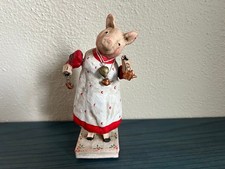 Vintage Handmade Pig Figurine Rustic Farmhouse Mother Pig Cute Painted Ceramic picture