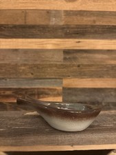 Vtg 1977 PETER POTS POTTERY Original Fish Ashtray SPOON REST Trinket Dish BROWN picture