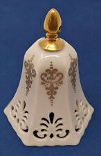 Lenox Pierced Bell Christmas Ornament 1990 Annual Porcelain China Ivory Gold picture