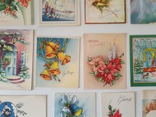 Vintage Christmas Greeting Cards Lot 15 Mid Century Hallmark 1940s Bells picture