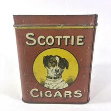 Antique Adv Humidor Cigar Tin Scottie Dog Jack Russell Terrier Richmond VA READ picture