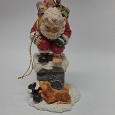 rare Santa Claus with Bag on Chimney with dog chewing his missing boot ornament picture