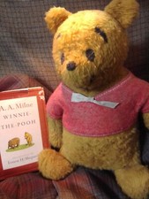 Vintage 1950's Winnie The Pooh Teddy Bear, with Vintage A.A. Milne PooBear Book picture