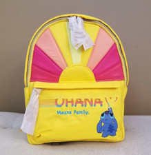 Disney Lilo and Stitch Sun Ray Ohana Yellow Pink Nylon Mini Backpack NEW picture