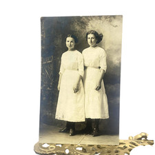 Vintage 1912 Nellie & Fannie Girls Portrait RPPC Real Photo Postcard Kansas USA picture