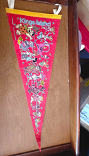 Kings Island Red Souvenir Pennant Flag w/ Hanna-Barbera Cartoon Characters picture