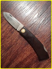 Vintage Precise Deerslayer Foldable Pocket Knife Japan + Belt Pouch Dark Brown picture