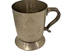 Pimm’s Cup Metal Mug Ozelines Los Angeles Advertising Barware 10 oz Vintage picture
