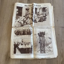 1915 antique NEW YORK TIMES rotogravure PARADE WWI SHIPS ADS FASHION picture