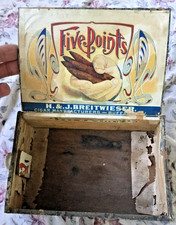 Antique Cigar Box Late 19th Century Five Points H & J Breitwieser Buffalo ny picture