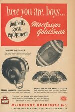1951 MacGregor Goldsmith Football Equipment Helmet Pads Vintage Print Ad OR1 picture