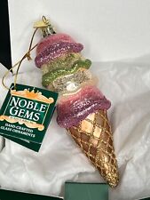 Noble Gems KURT ADLER 4-Scoop Ice Cream Cone Glass Christmas Ornament NIB, 5