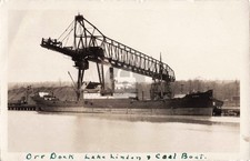 Ore Dock Lake Linden & Coal Boat MI Michigan 1924 RPPC Photo Postcard COPY picture