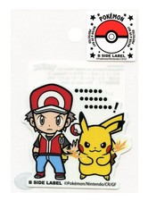 Red & Pikachu Sticker B SIDE LABEL Pokemon Center Japan WATER/UV PROTECTED picture