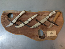 Fred Hefner Custom 4 Knife Set Handcrafted Stag Antler & Wall Display picture