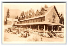 WA MOUNT RAINIER NATIONAL PARK INN resort RPPC C.1920  TOURIST BUSES Longmire picture