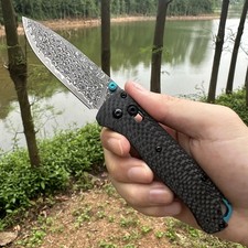 Benchmade Bugout 535-3 Folding Knife CPM Damascus Blade Carbon Fiber Handle picture