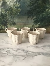 Lenox White Embossed Porcelain Cups with Gold Trim, Set of Five picture