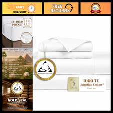 SUPREME ELEGANCE 100% Egyptian Cotton Full Bed Sheets Set, Arctic White picture