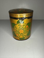 Vintage Russian Lacquer Canister Trinket Box Hand Painted RARE picture