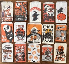 Vintage 1960s-1980s Halloween Paper Trick or Treat Handout Bag Collection picture
