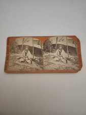 Marquette MI STEREOVIEW CHIPPEWA OJIBWA CHIEF AND MEDICINE MAN (KEGADESA) 1883 picture