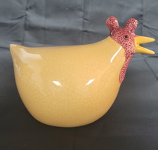 Vintage Chubby Ceramic Chicken mustard yellow crackle glaze body picture