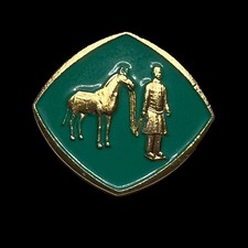 Vintage China Tourism Terracotta Warrior with horse metal pin VINTAGE 1970-80s picture