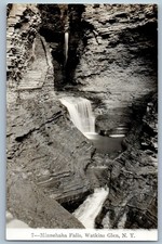 c1940's Minnehaha Falls Watkins Glen New York NY Phelps RPPC Photo Postcard picture