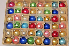 Lot 48 VTG Glass Feather Tree 20mm Multicolor Mini BALL Christmas Ornament Japan picture