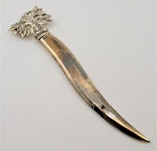 Antique Sterling Silver Curved Letter Opener With Bird in Tree Leaves  8