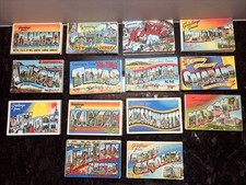 Lot Of 335 Vintage ‘Greetings From’ Postcards Linen US States Cities Landmarks picture
